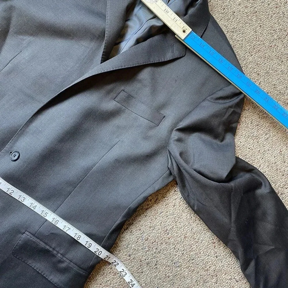 Calvin Klein Lord & Taylor Men's 44L Slim Fit Suit Blazer Jacket Gray 100% Wool - Picture 2 of 14